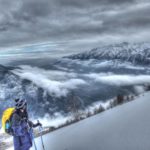 Snowshoeing hiking in the Alps