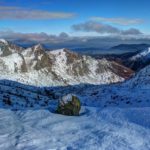 Snowshoeing hiking in the Alps