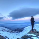 Snowshoeing hiking in the Alps